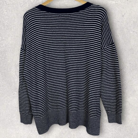 Lord and Taylor Blue White Striped Knit Sweater Pullover‎ Crew Neck Size Large L - Picture 3 of 10